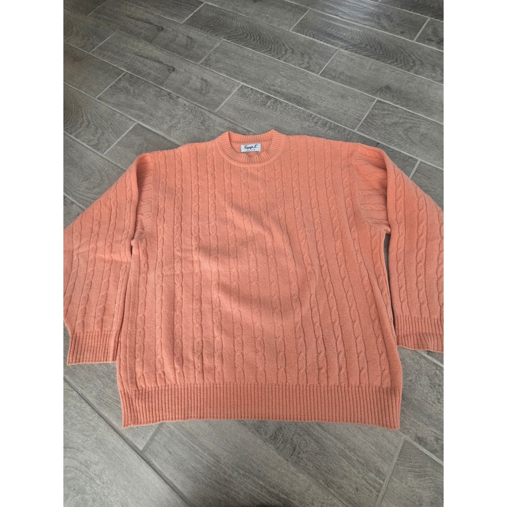 Vintage‎ Camp L Pull Over Coral Cable Knit Sweater Pure New Wool Unisex XXL